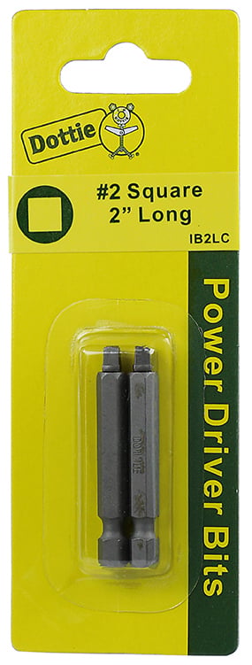 Power Bit, #2 tip size, Square tip type, 2 in. overall length, 2 pieces, #8-10 screw size