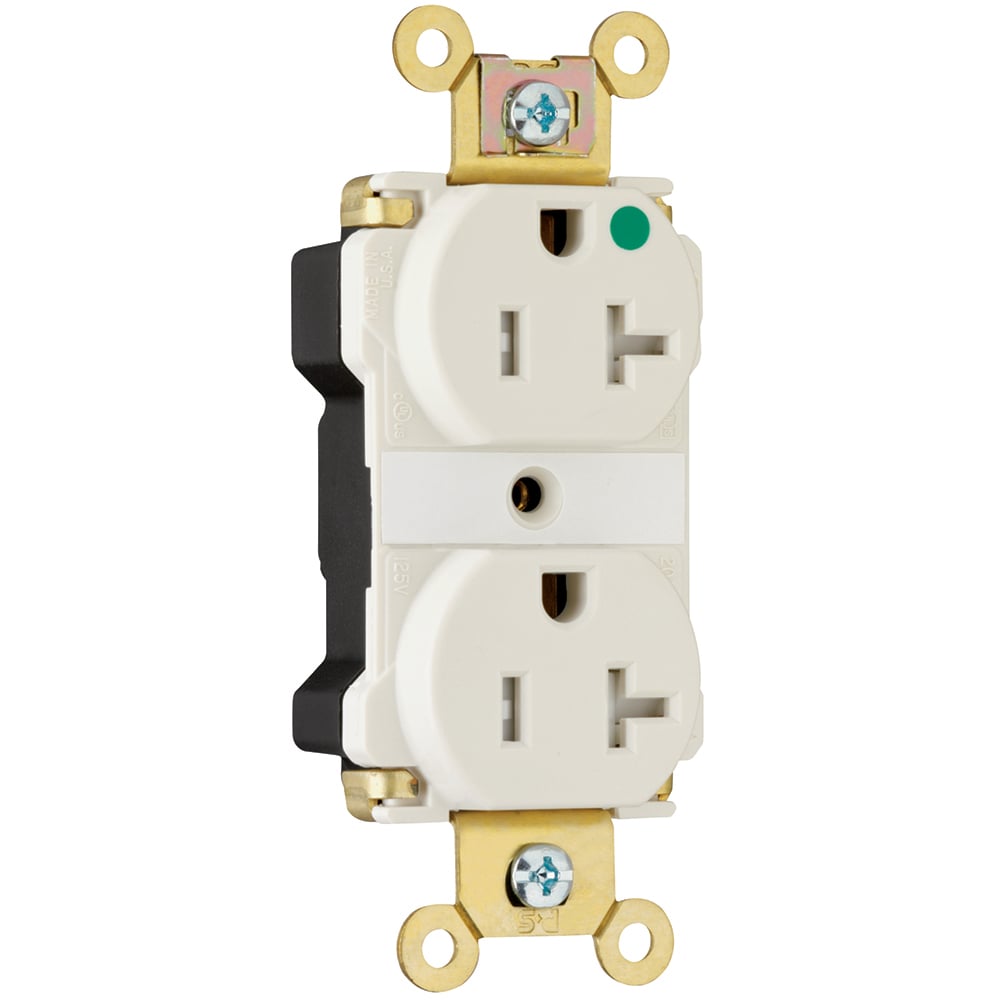 PlugTail Extra Heavy-Duty Hospital Grade Tamper-Resistant Duplex Receptacle 20amp 125volt Light Almond