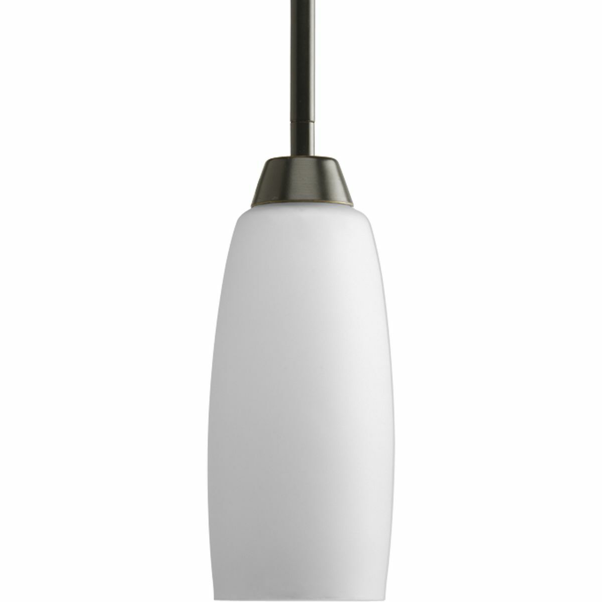 The Wisten Collection features sweeping arcs framing elegant, tapered glass shades. Cool and modern with a casual flair, Wisten provides a signature look to any room. Universal style for use with fans that accept an accessory light. One-light mini-pendant with elegant arm and etched glass incorporates a minimalist design style and represents a shift in trends to highlight a less complicated, clean design.