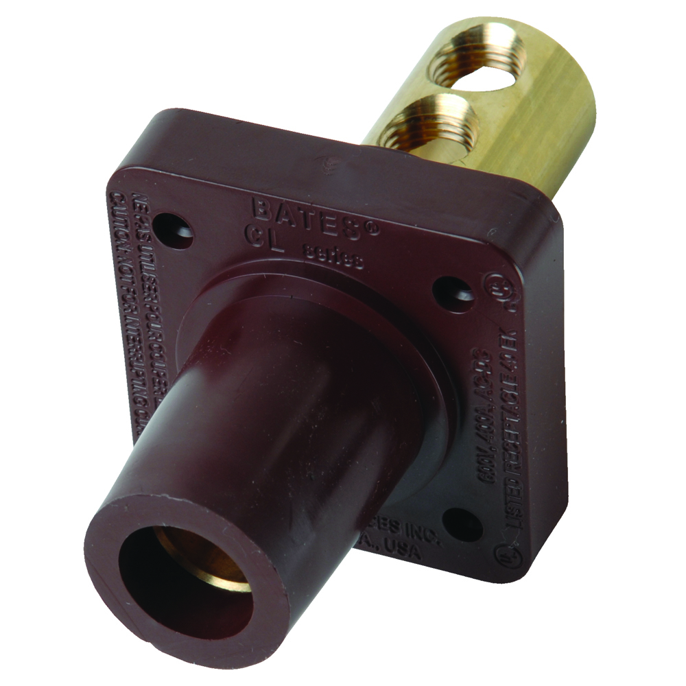 Female Double Screw Panel Mount 400A 600V, Brown
