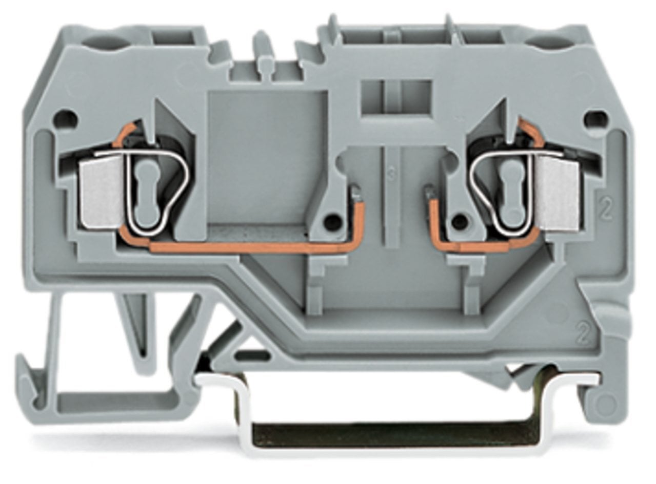 2-conductor carrier terminal block; for DIN-rail 35 x 15 and 35 x 7.5; 4 mm; CAGE CLAMP; 4,00 mm; gray