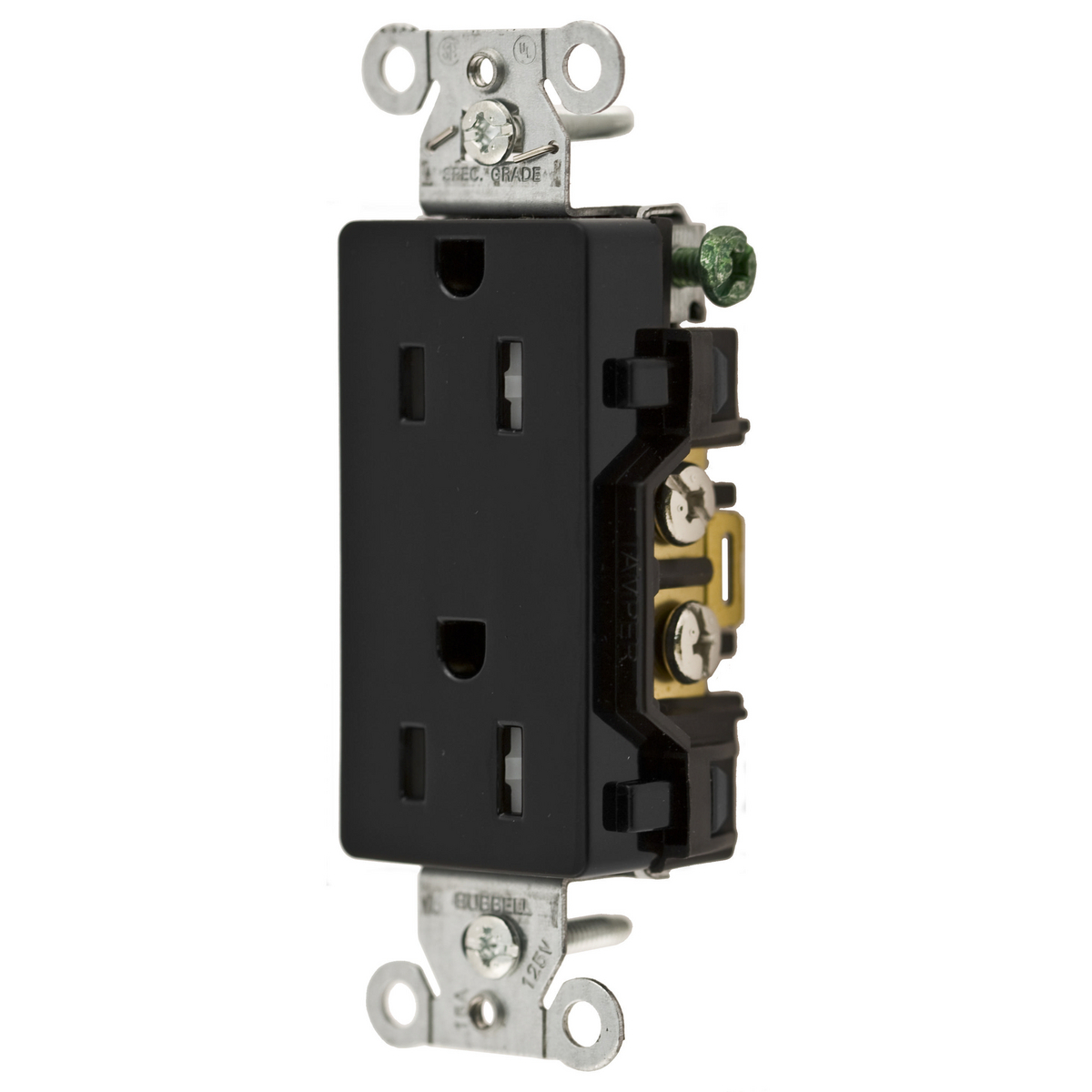 Straight Blade Tamper-Resistant Duplex Receptacle, Decorator/Commercial/Industrial Grade, 2-Pole 3-Wire Grounding, 15A 125V, 5-15R