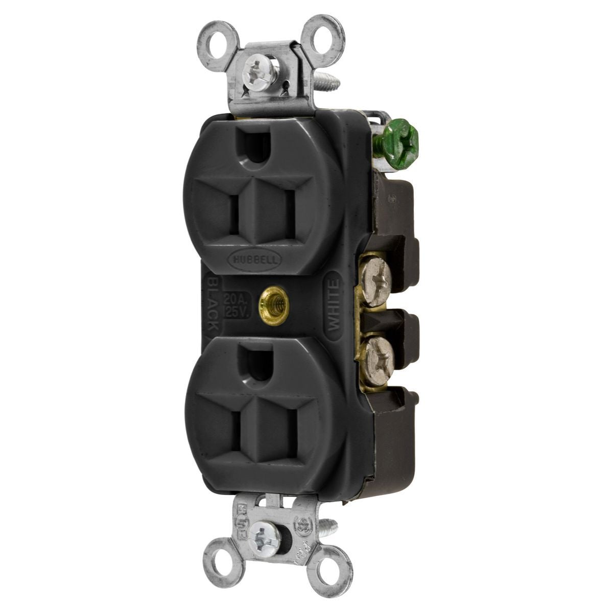 Straight Blade Devices, Receptacles, Duplex, Commercial/Industrial Grade, 2-Pole 3-Wire Grounding, 15A 125V, 5-15R, Black