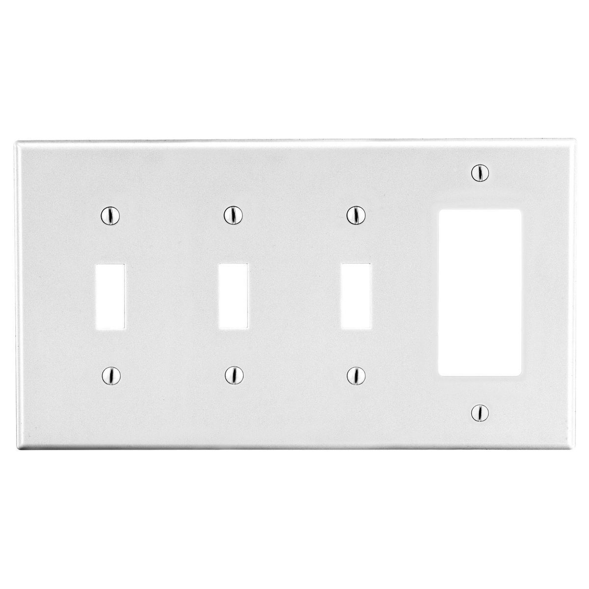 Wallplate, 4-Gang, 3) Toggle 1) Decorator, White
