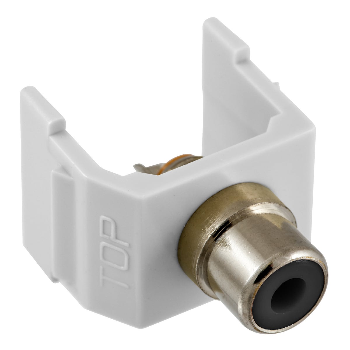 RCA Connector, Solder Termination, Black Insulator, White Housing