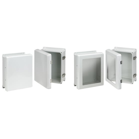 Flat Cover with Latches Type 4X, 5.71x5.72x4.05, Lt Gray, Fiberglass