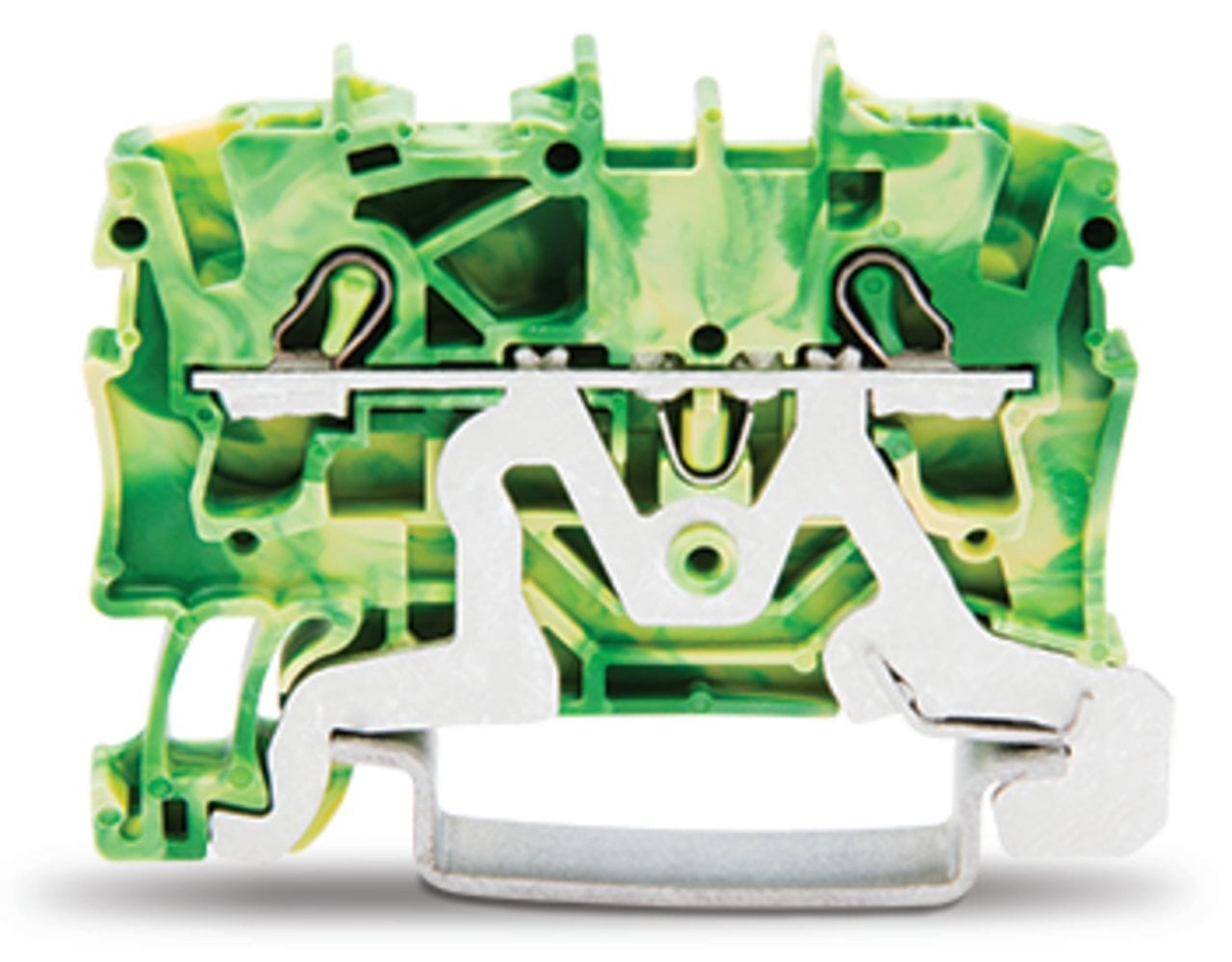 2-conductor ground terminal block; 2.5 mm; suitable for Ex e II applications; side and center marking; for DIN-rail 35 x 15 and 35 x 7.5; Push-in CAGE CLAMP; 2,50 mm; green-yellow