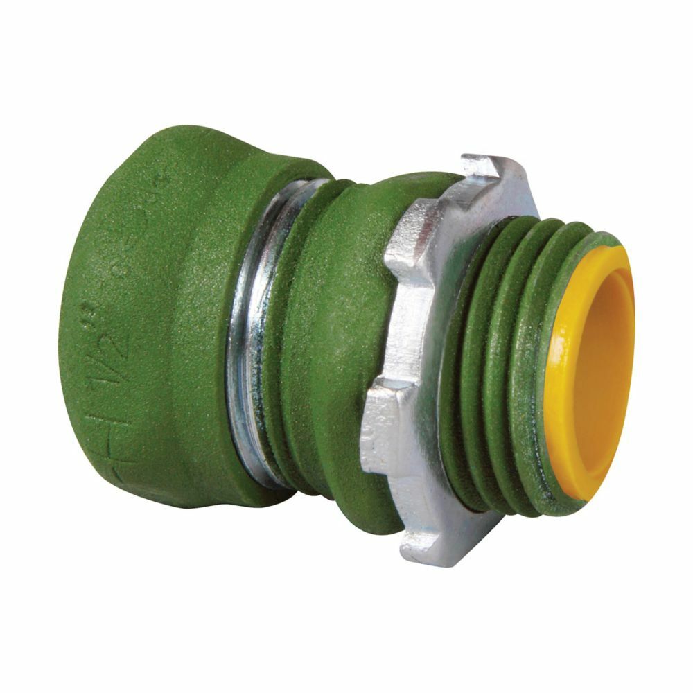 Eaton Crouse-Hinds series EMT compression connector, Red, EMT, Straight, Insulated, Steel, Threadless, 1/2"