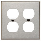 2-Gang Duplex Device Receptacle Wallplate, Standard Size, Device Mount, Stainless Steel