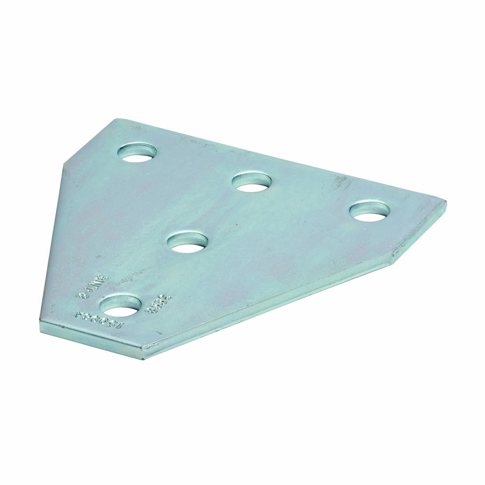 Eaton B-Line series gusset plate, 5.37" H x 5.37" L x 1.62" W, Steel, Electro-plated