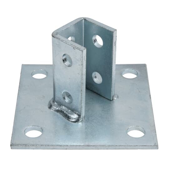 Connector, Diagonal Post Base, Post Height 3-1/2 Inches, Post Length 1-11/16 Inch, Width 1-5/8 Inch, 4 Holes, Hole Diameter 3/4 Inch, Hot-Dip Galvanized Steel