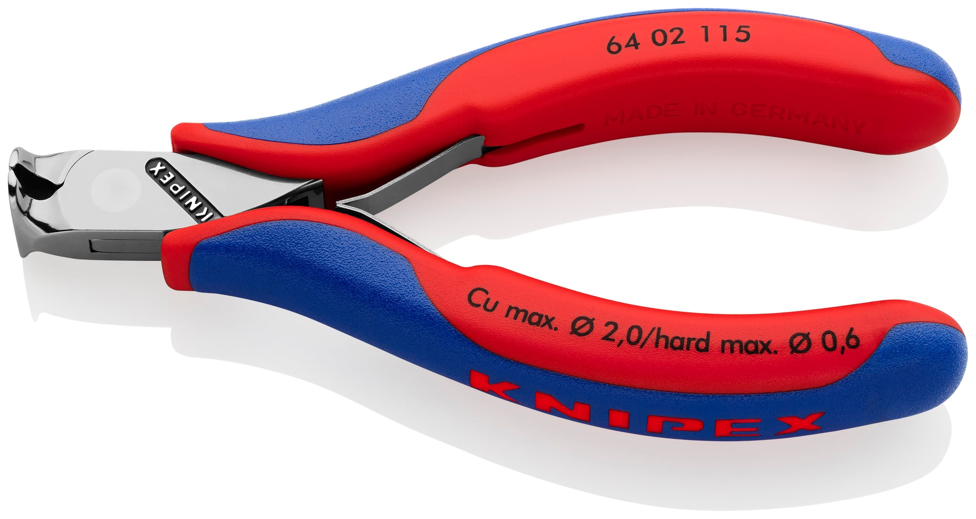 Electronics End Cutting Nippers, 4 1/2 in., Multi-Component, Polished, Semi-flush with Small Bevel Cut, End Cutter Head, Up to 1/64 in. Hard Wire, 90°