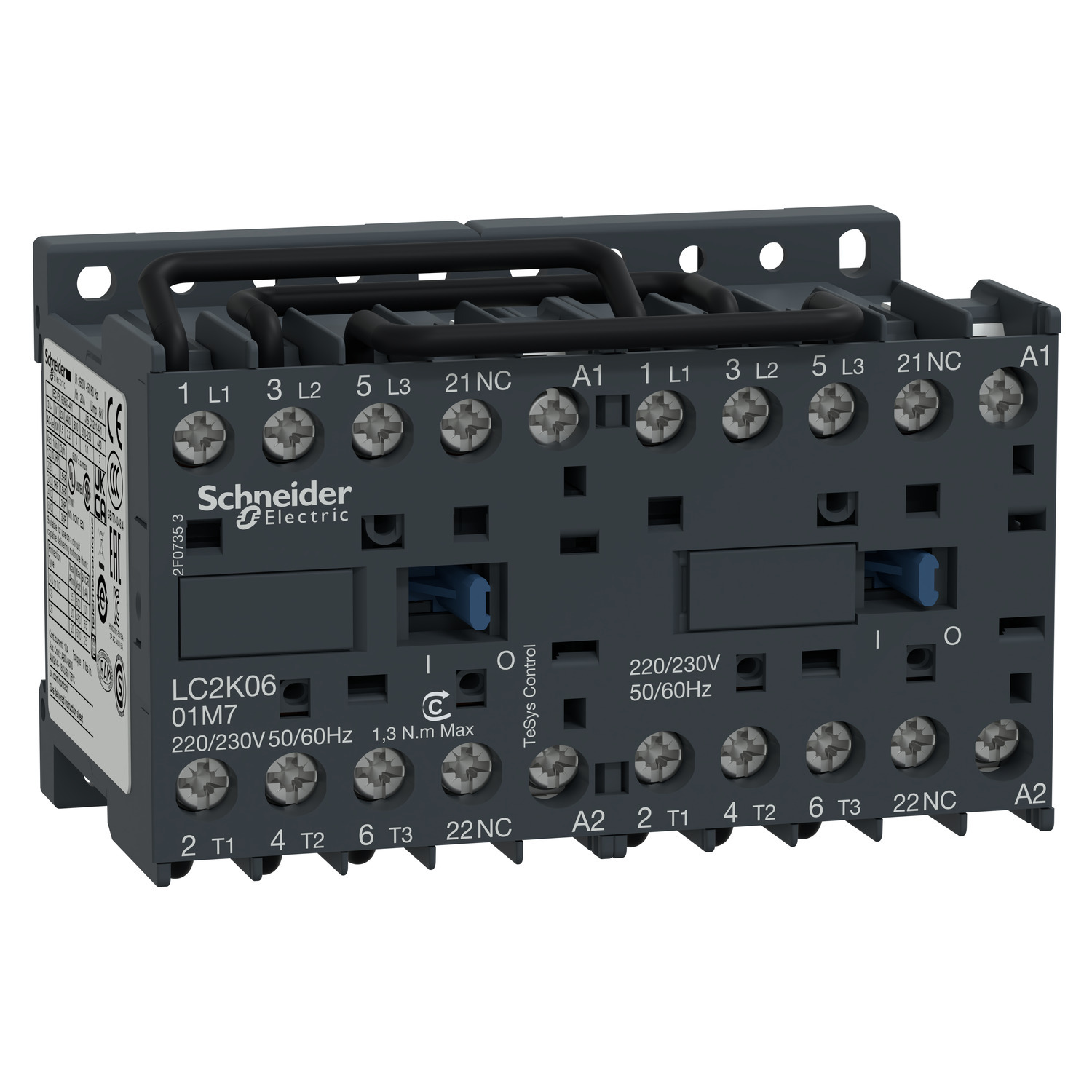 Reversing contactor, TeSys K, 3P, AC-3, lt or eq to 440V 9A, 1 NC, 120VAC coil