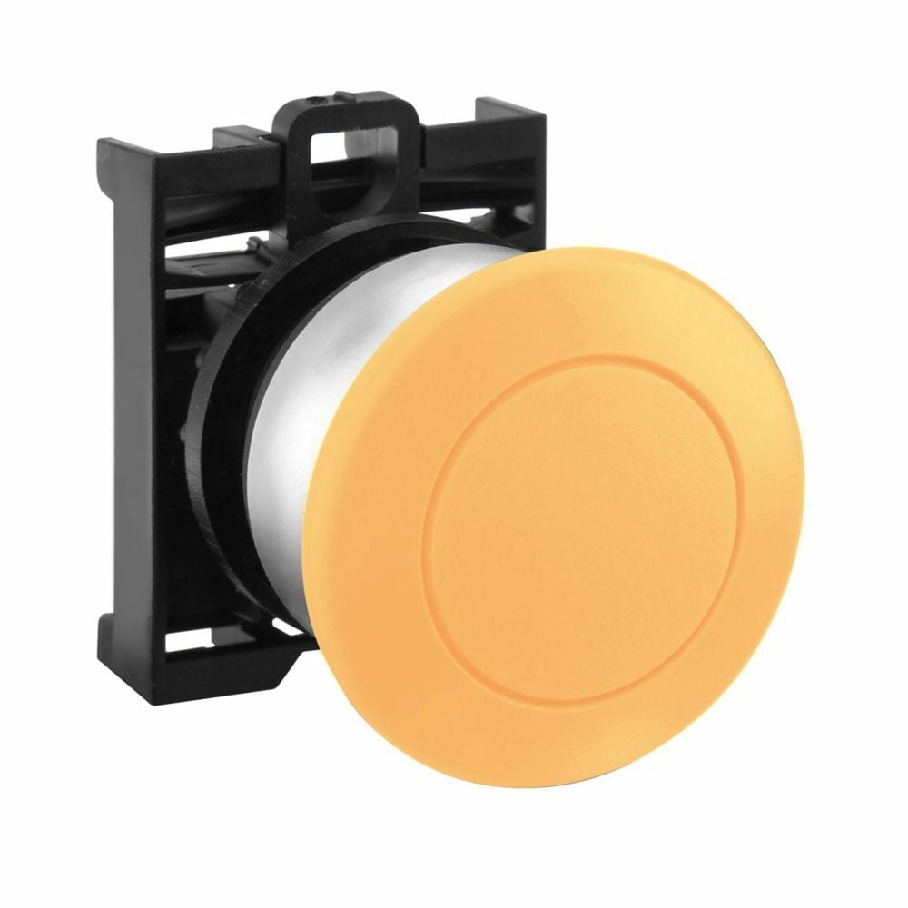 Eaton M22 modular pushbutton, M22 Modular Mushroom  Pushbutton Operator, 22.5 mm, Momentary, Non-illuminated, Bezel: Silver, Button: Yellow, IP67, IP69K, NEMA 4X, 13, 5,000,000 Million mechanical operations