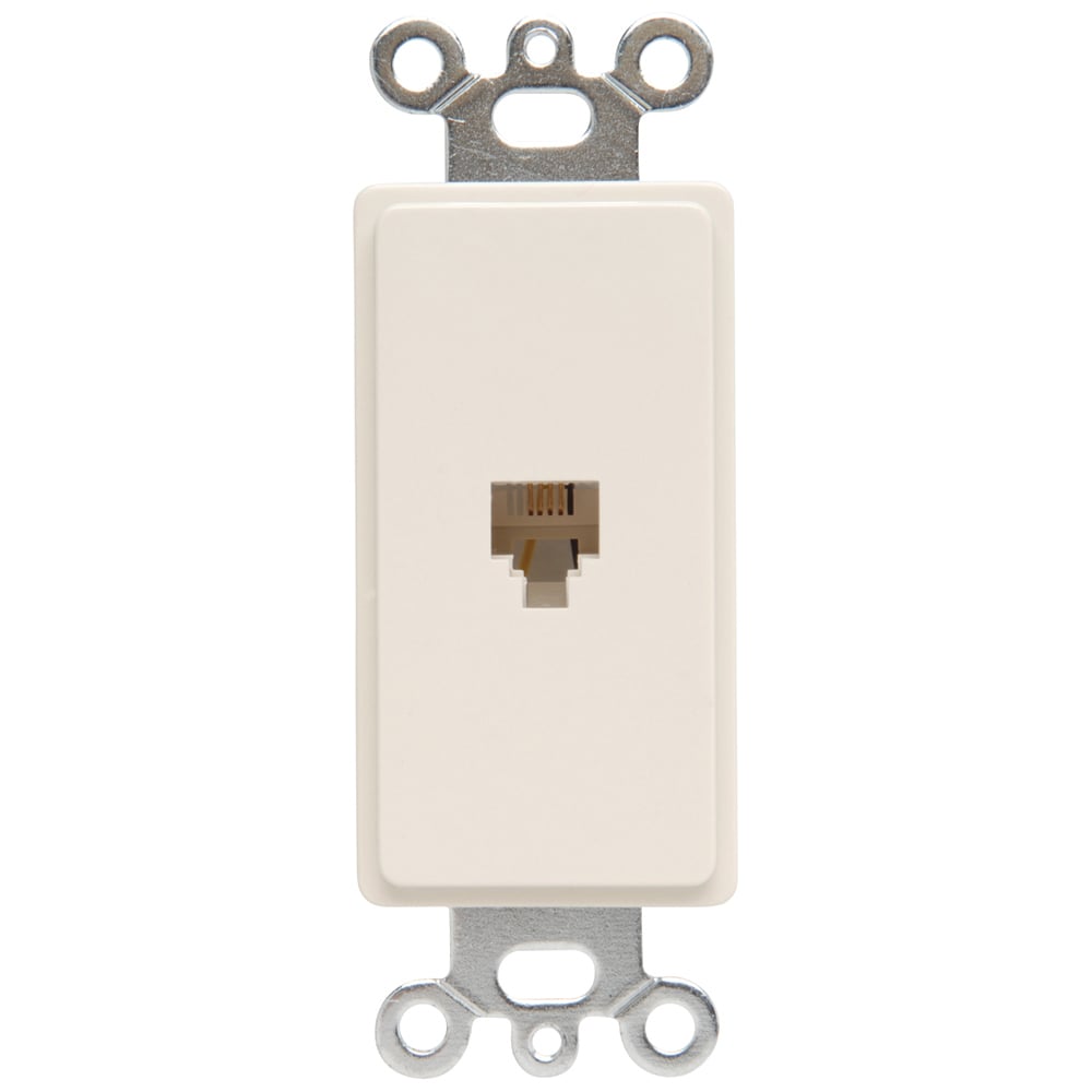 Single gang, One opening four conductor modular jack. Light almond.