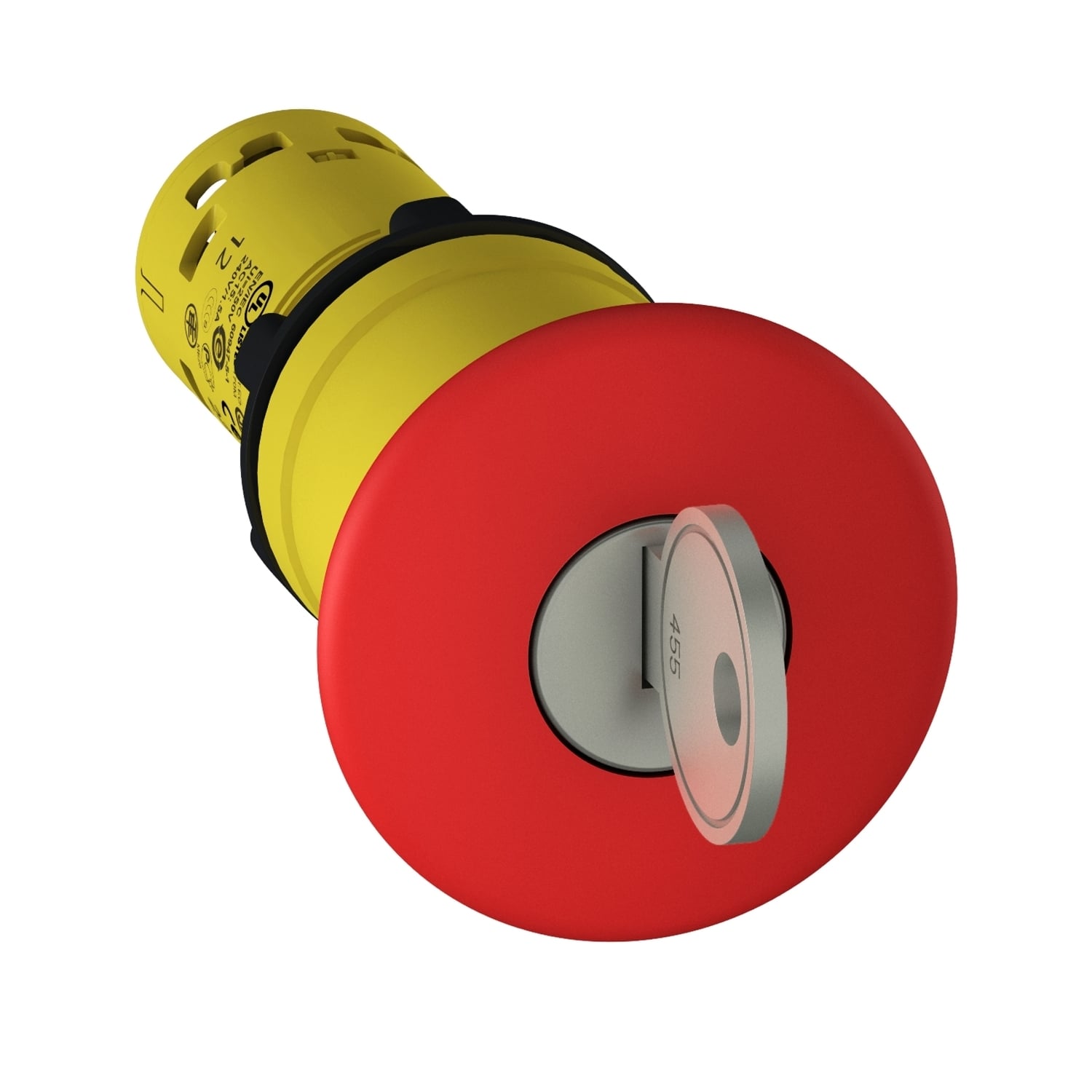 Emergency stop push button, Harmony XB7, 22mm, red mushroom 40mm, trigger key release, 1NO + 1NC