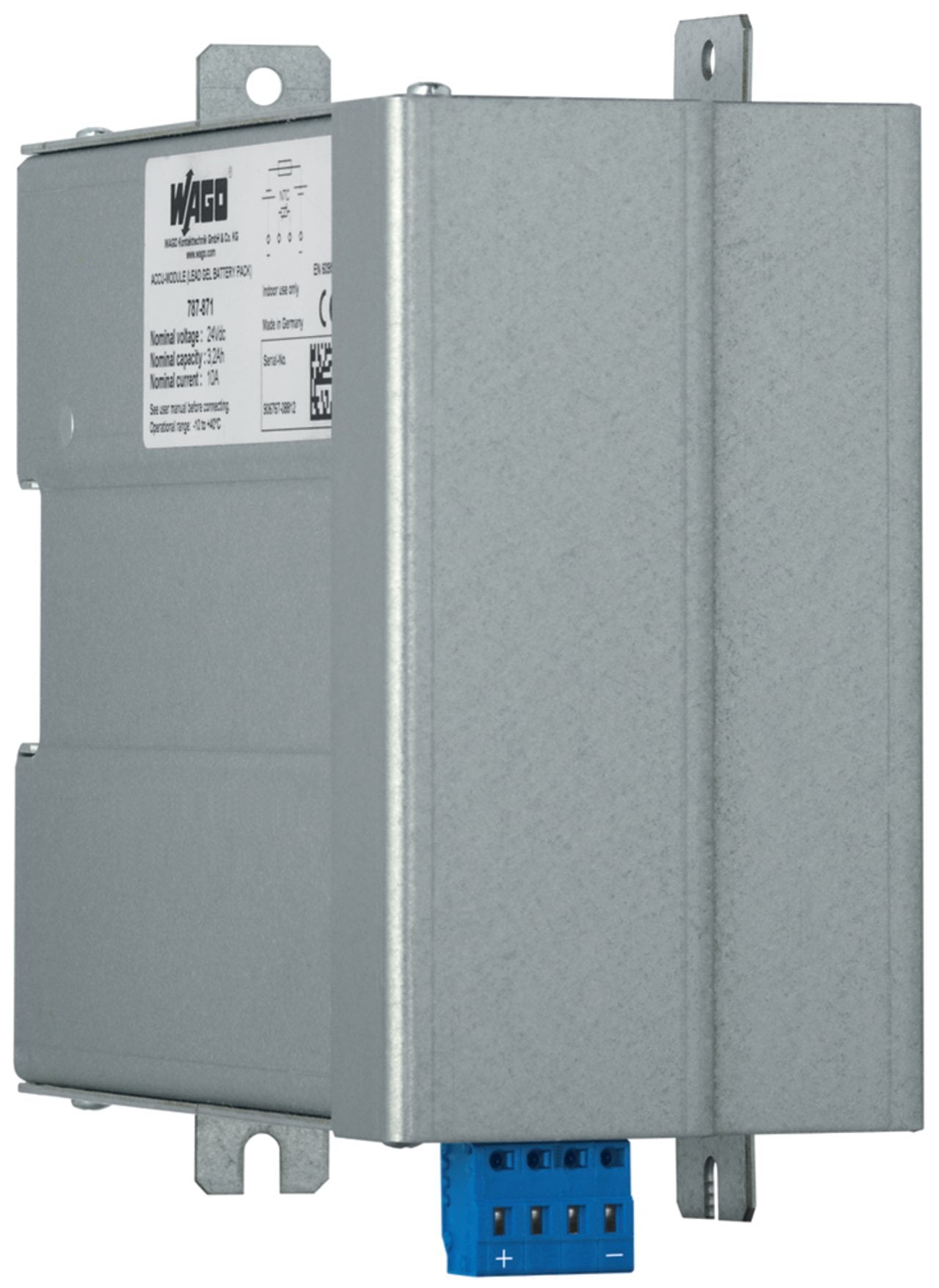 Lead-acid AGM battery module; 24 VDC input voltage; 20 A output current; 3.2 Ah capacity; with battery control; 2,50 mm