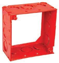 4 Square Extension Ring, Red, Welded, 2-1/8 in. Deep, (6) 1/2 in. & (6) Combo Knockouts