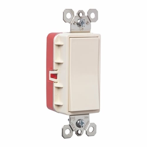 PT2621LA PlugTail Single Pole 20 Amp Decorator Switch, Light Almond
