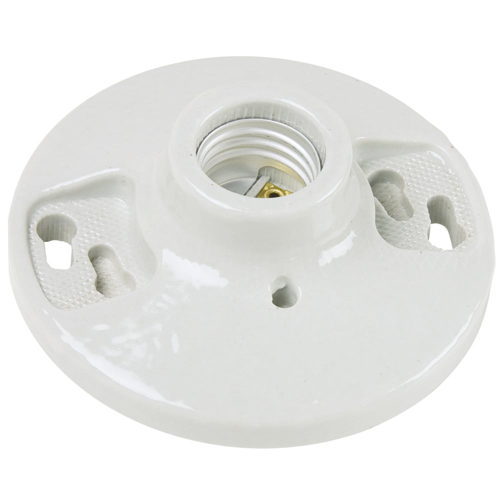 Medium base, porcelain, one piece keyless, 4 terminals with tri-drive screws, fits 3 1/4 and 4 boxes.