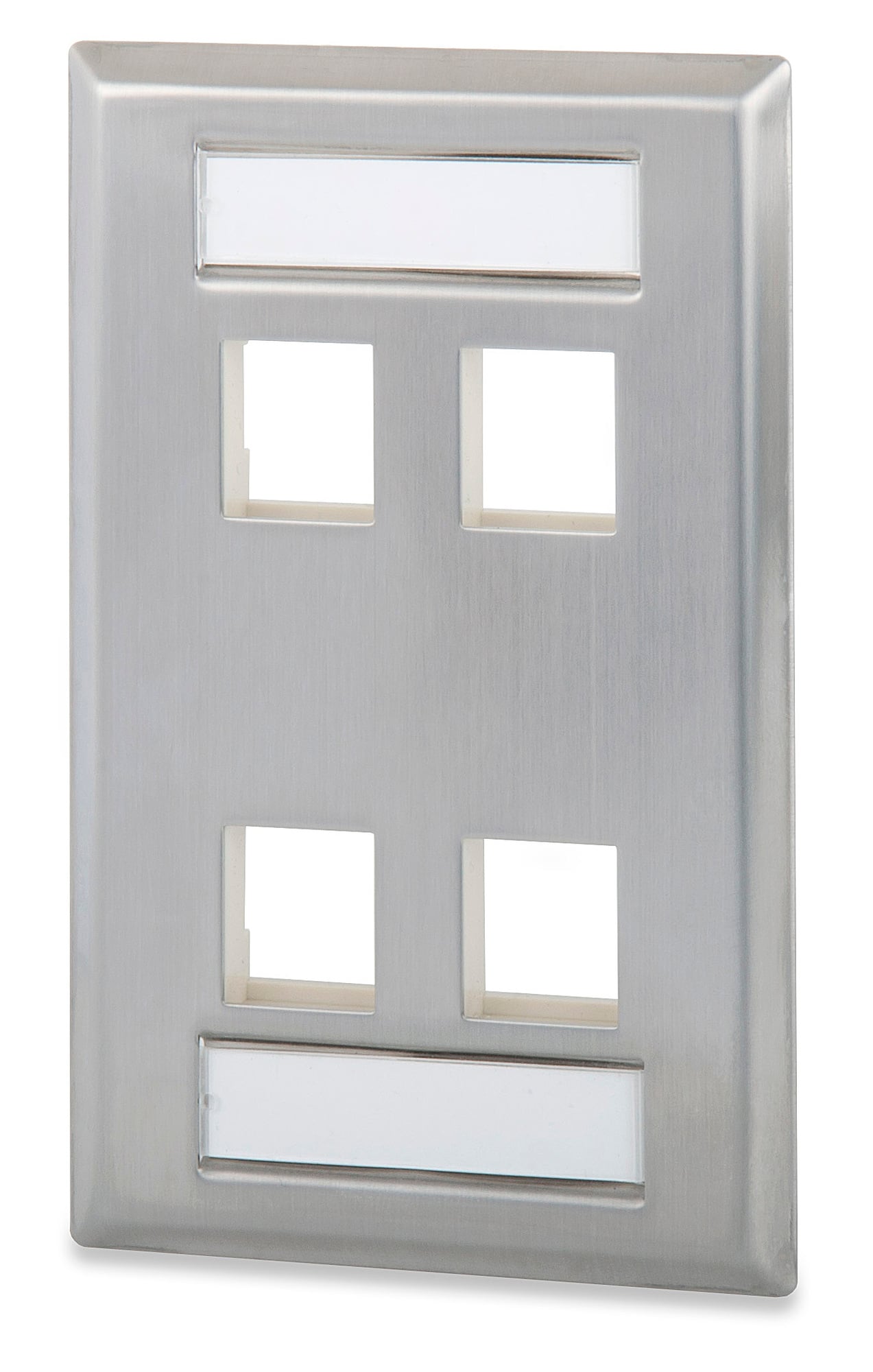 4-Port Single Gang S.Steel Faceplate with labeling window
