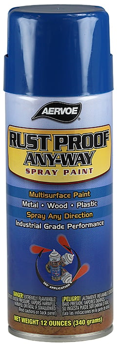 Rust Proof Paint, Solvent base type, Safety Blue, 15 min. dry time, Aerosol Can, 12 oz. net weight, 16 oz. Size