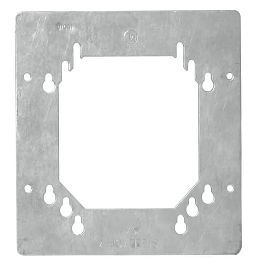 Pre-Fabricated Adapter Plate for Expanded Capacity, 6 Inches Square, Pre-Galvanized Steel, For 4 Inch Square or 4-11/16 Inch Square Boxes
