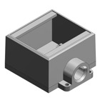 1 Inch Deep 2 Gang Cast Device Box, Gray Iron Zinc Plated, Dead End, Suitable for Wet Locations When Used with Gasketed Covers