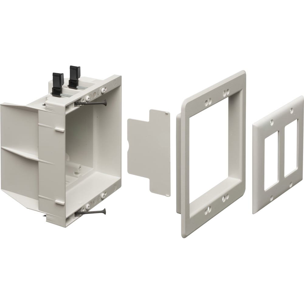 Recessed indoor inbox for new and retrofit construction. 2 hour fire rating. Two gang. White