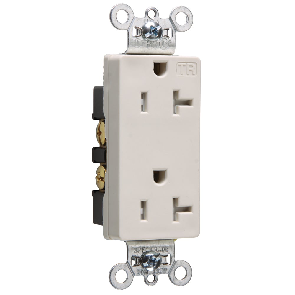 Tamper-Resistant Heavy-Duty Decorator Spec Grade Duplex Receptacle Back and, Side Wire 20amp 125volt Light Almond
