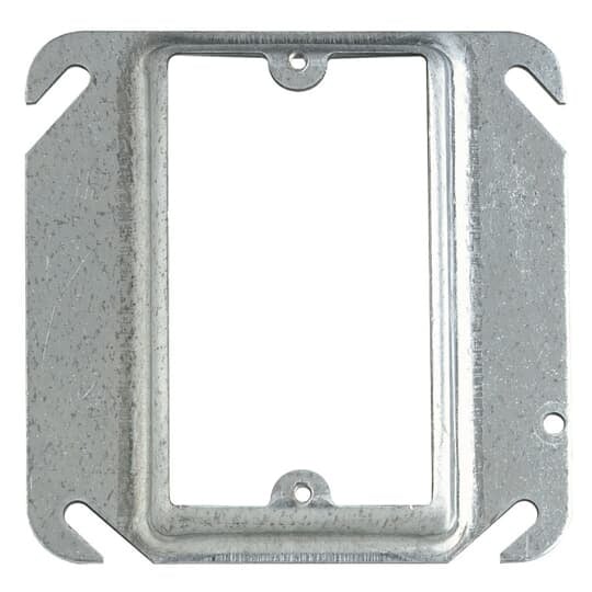 One Gang Square Device Cover, 7 Cubic Inches, 4 Inch Square x 1 Inch Raised, Pre-Galvanized Steel