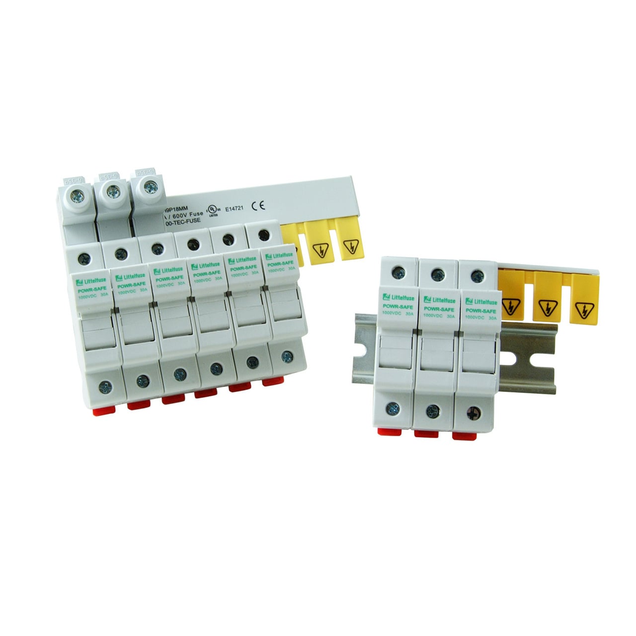 Safe distribution of power to multiple fuse holders in a compact design is a key objective for panel designers. The Littelfuse UL508 bus bar system eliminates most wire terminations in a time saving package. A power distribution block and associated conductors are no longer needed to feed multiple POWR-SAFE fuse holders. Features/Benefits: Decreases wiring terminations, Small footprint reduces space requirements, Reduces assembly time, Prevents accidental finger exposure, Quick and safe method of changing fuse holder configurations, Allows for future expansion, Improves troubleshooting, Eliminates power distribution block, RoHS compliant and lead (Pb) free, Customization: This product is simple to integrate into one- and three-phase applications. It offers multiple pole configurations and amperage ratings to match the designers requirements. Instructions are included for bus bar cutting by the customer for further customization. Individual power feed lugs are available which allow termination at any point along the bus bar.