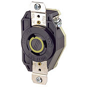 20 Amp 125 Volt Single Locking Receptacle, 2P 3W, Grounding, Back and Side Wired, Industrial Grade, Black