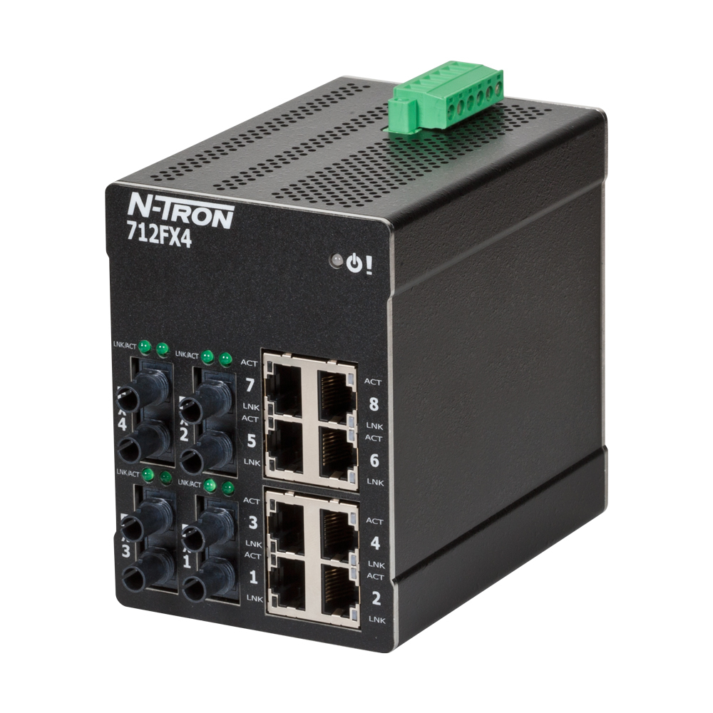 712FX4 Managed Industrial Ethernet Switch, ST 2km