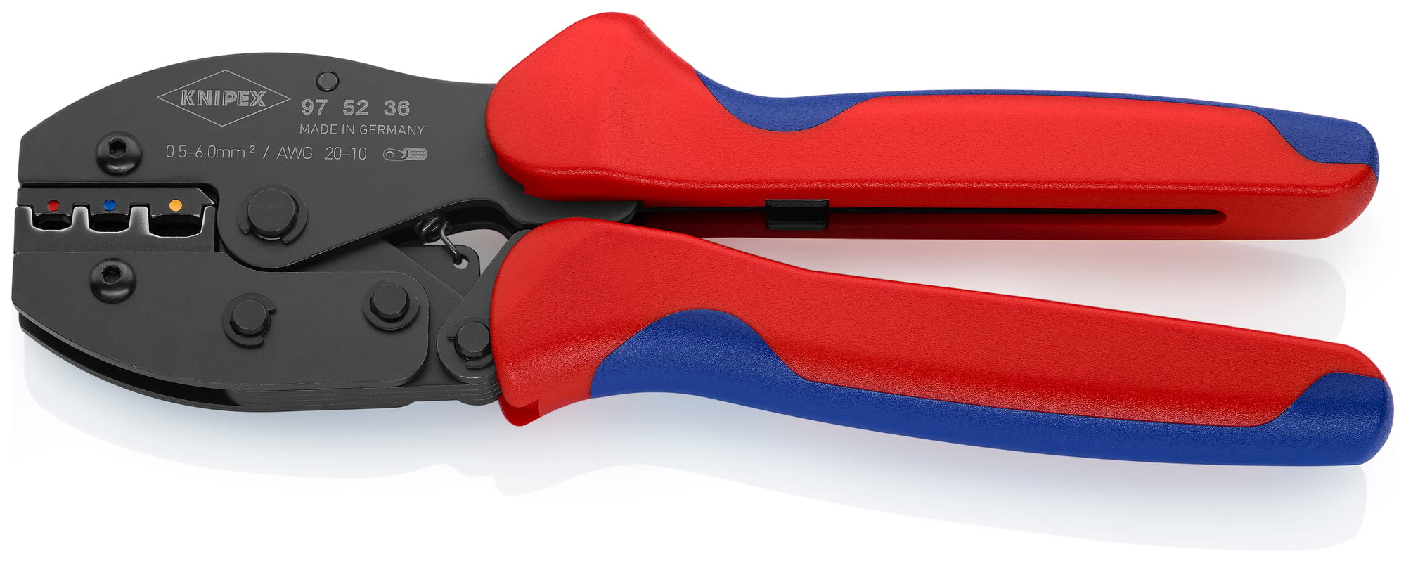 Crimping Pliers For Insulated Terminals, Plug Connectors and Butt Connectors, 8 3/4 in., Multi-Component, Oval Crimp, 3 Crimp Positions