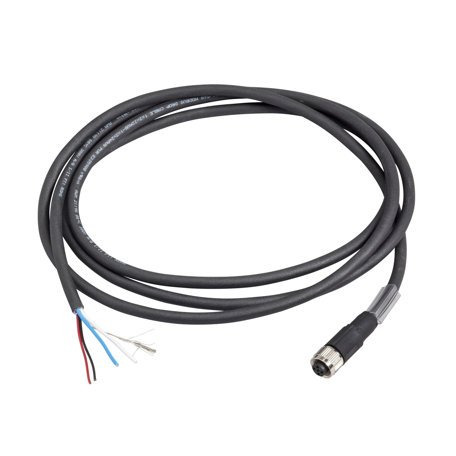 Radio frequency identification XG, Modbus shielded cable, M12 female connector, end with free wires, IP67, 2 m