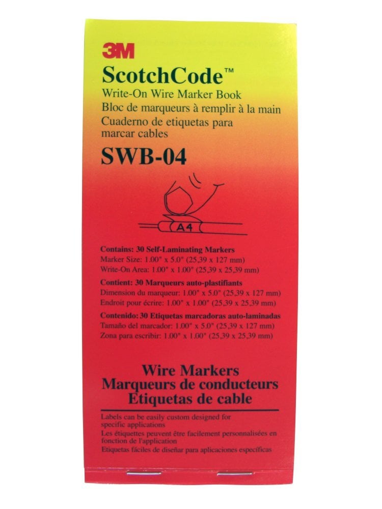 3M(TM) ScotchCode(TM) Write On Wire Marker Book SWB-4, Wire O.D. 0.32 to 1.55 inches