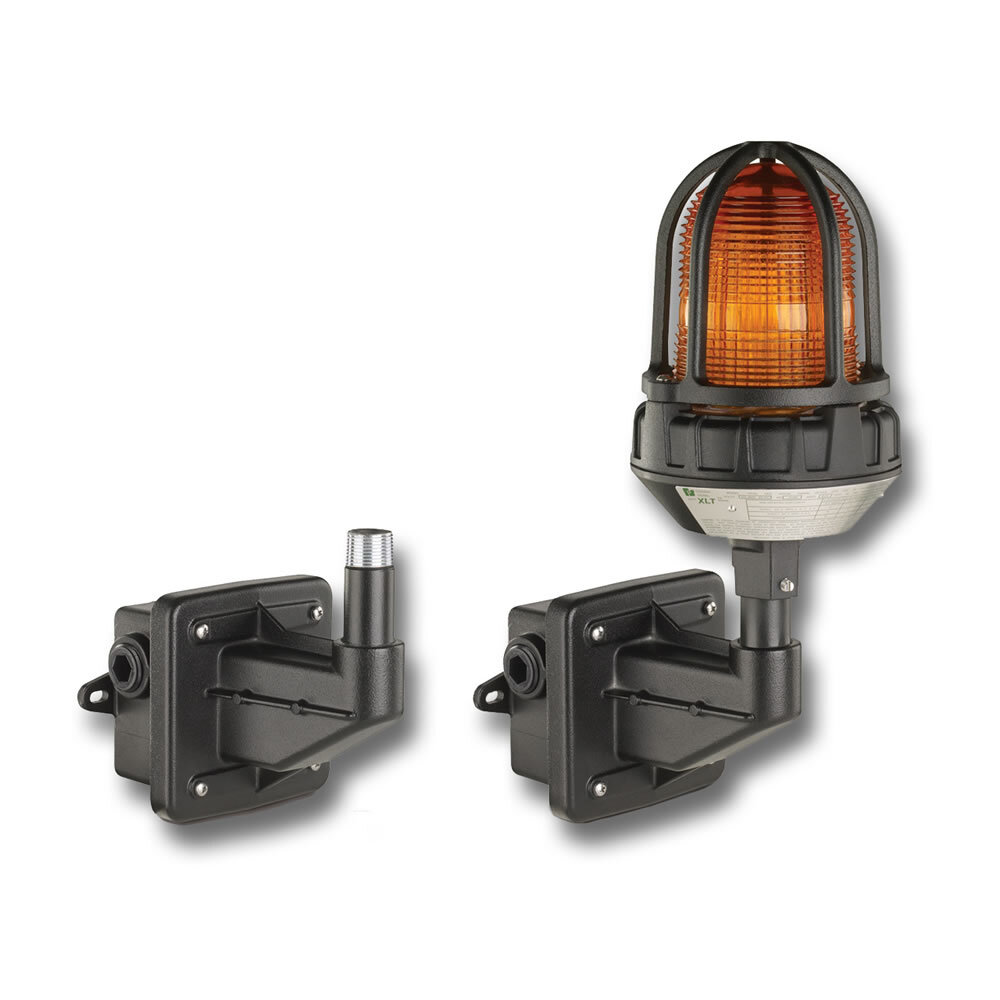 Hazardous Location Warning Light Mounting Kit, Wall - Heavy-duty construction. Easy installation. For wall mount applications. Replaces unsightly and hazardous makeshift supports. Provides 3/4-inch NPT standard pipe mount. Indoor and outdoor use. Type 4X, IP66 enclosure. IP69K Compliant. UL and cUL listed for Class I, Division 2, Groups A, B, C and D & Class II Division 2, Groups F and G & Class III. Class I, Zone 2, Ex nA IIC Gc; Class I, Zone 22 AEx tc IIIC Dc.