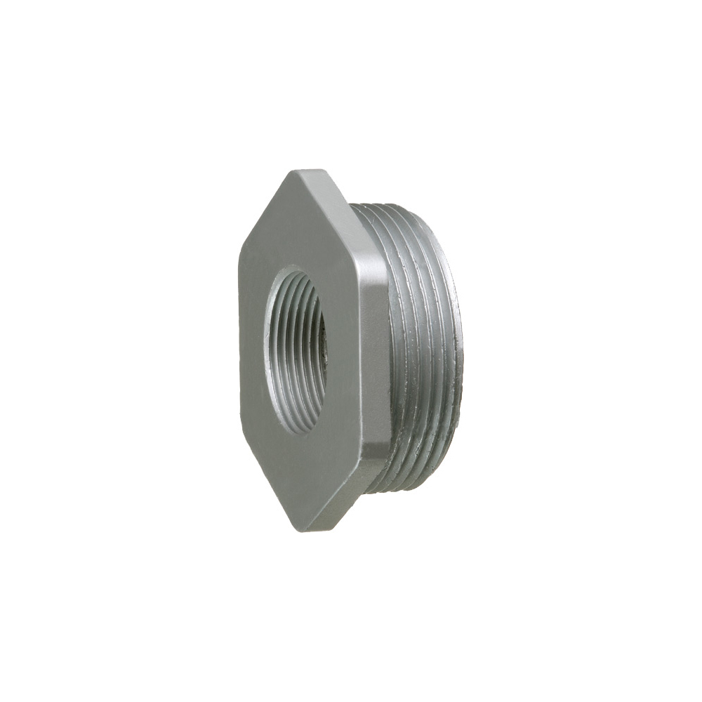 4 x 3 Hex head reducing bushing, zinc die-cast, maintains ground path and able to pass ul high current testing.