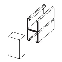 Eaton B-Line series end cap, 1.62" H x 1.25" L x 1.62" W, Steel, DURA GREEN finish, Plastic end cap