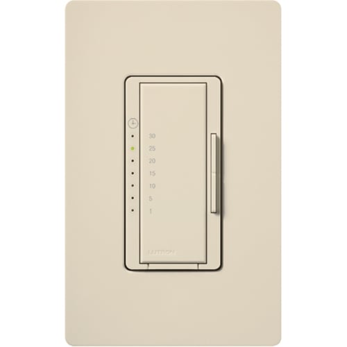 Maestro Countdown Timer, Eco-timer Control Switch, Single-pole, no neutral required, 120V/600W/VA (lights) or 3A (fans) in light almond