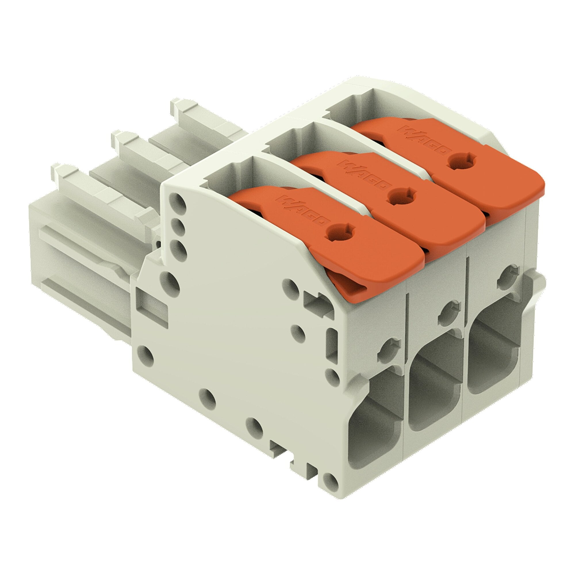1-conductor female connector; lever; Push-in CAGE CLAMP; 10 mm; Pin spacing 7.62 mm; 3-pole; 100% protected against mismating; 10,00 mm; light gray