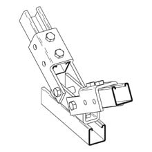 Eaton B-Line series adjustable fitting, 1.87" H x 5.37" L x 1.62" W, Steel, Electro-plated, Double channel adjustable brace
