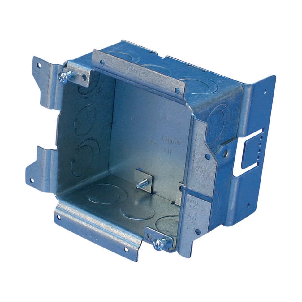 nVent CADDY All-in-One Stud-Mounted Without Mud Ring, (8) 1/2", 3/4", (3) 1/2" Knockout Sizes, No Ground, 3 5/8"
