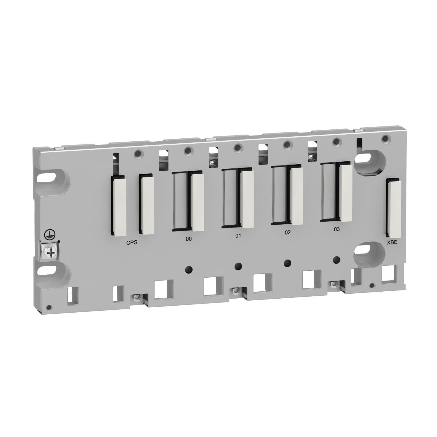 Backplane, Modicon X80, 4 slots, panel, mounitng plate or DIN rail mounting, ruggedized