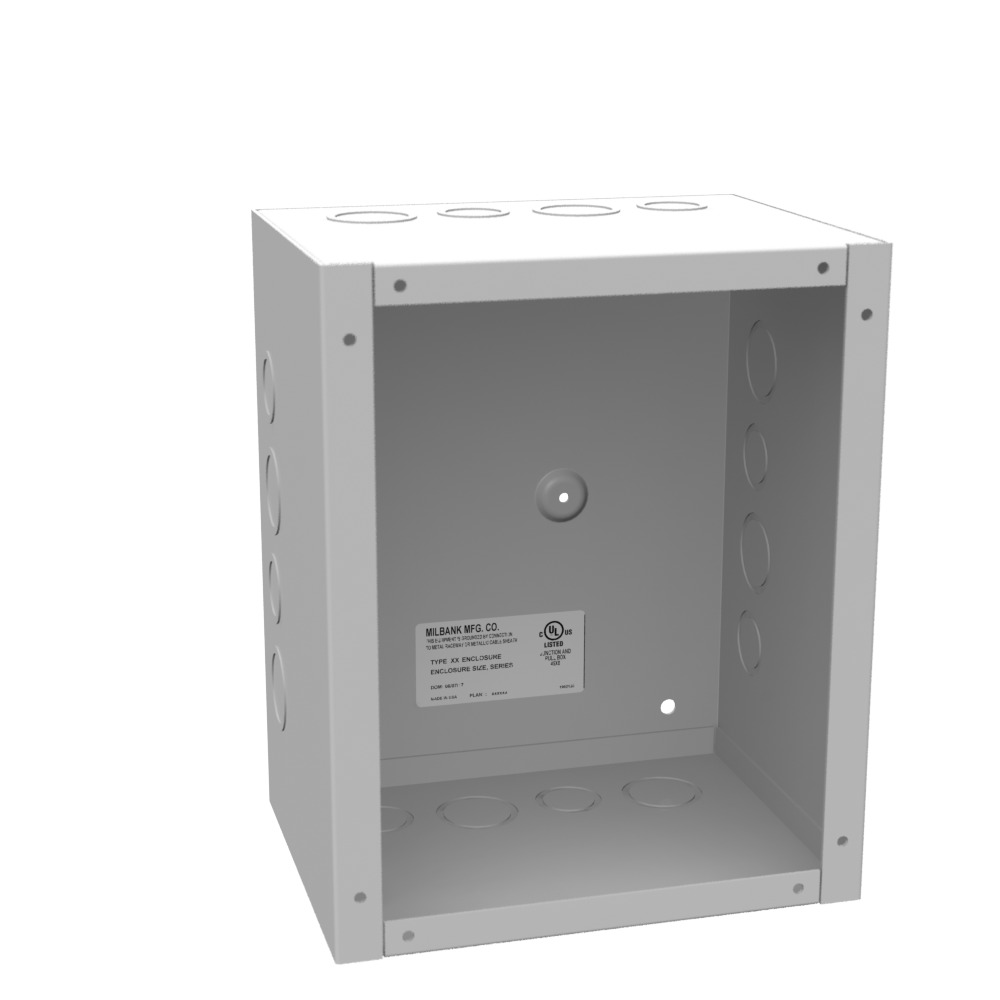 10x6x8 Screw Cover Type 1 UL Listed Steel Knockouts ANSI 61 Gray Cover with Teardrop Slot Mounting Holes in Back