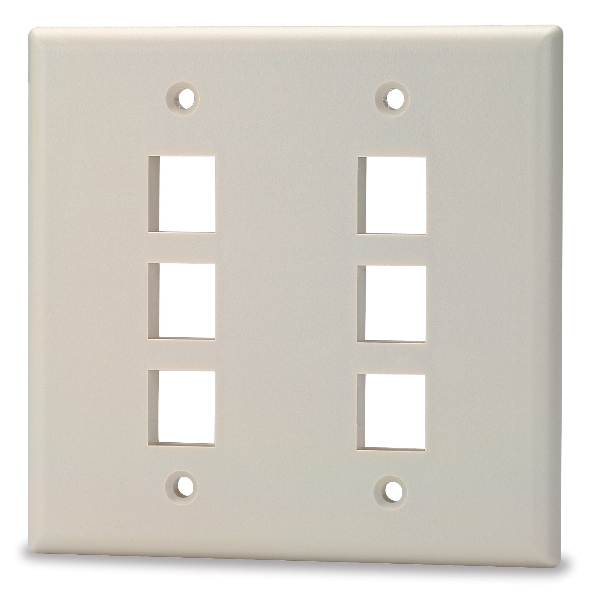 6-Port Double Gang Faceplate w/o Labeling, Ivory