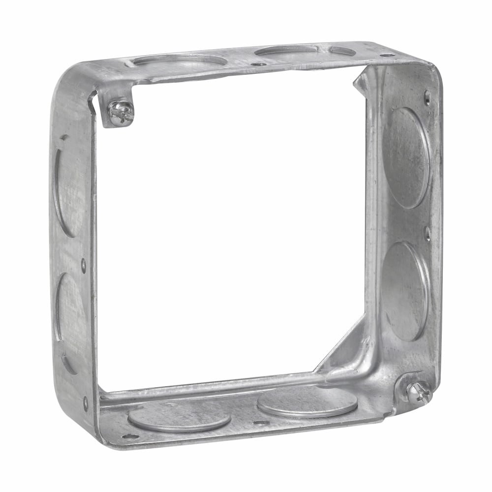 Eaton Crouse-Hinds series Square Extension Ring, 4", Drawn, 1-1/2", Steel, (8) 3/4", 21.0 cubic inch capacity