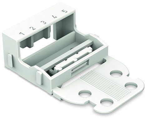 Mounting carrier; for 5-conductor terminal blocks; 221 Series - 4 mm²; with snap-in Mounting foot for vertical Mounting; white