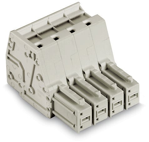 1-conductor female connector; Push-in CAGE CLAMP; 10 mm; Pin spacing 7.62 mm; 4-pole; 100% protected against mismating; 10,00 mm; light gray